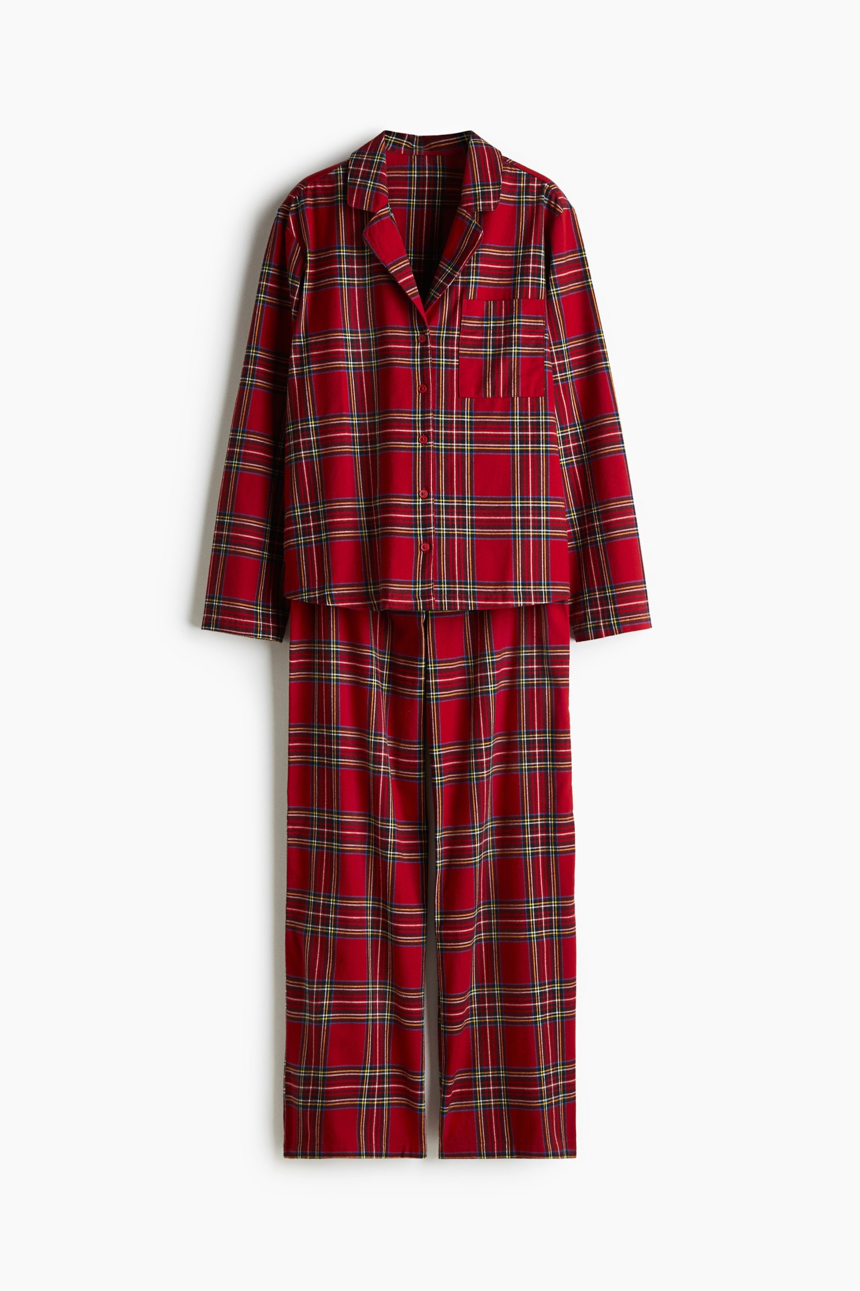 hm-pizamy-840gnu.jpg Flanelowa piżama Ciemnoczerwony/Krata ONA | H&M PL - obrazek 1