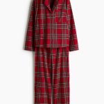 Flanelowa piżama Ciemnoczerwony/Krata ONA | H&M PL