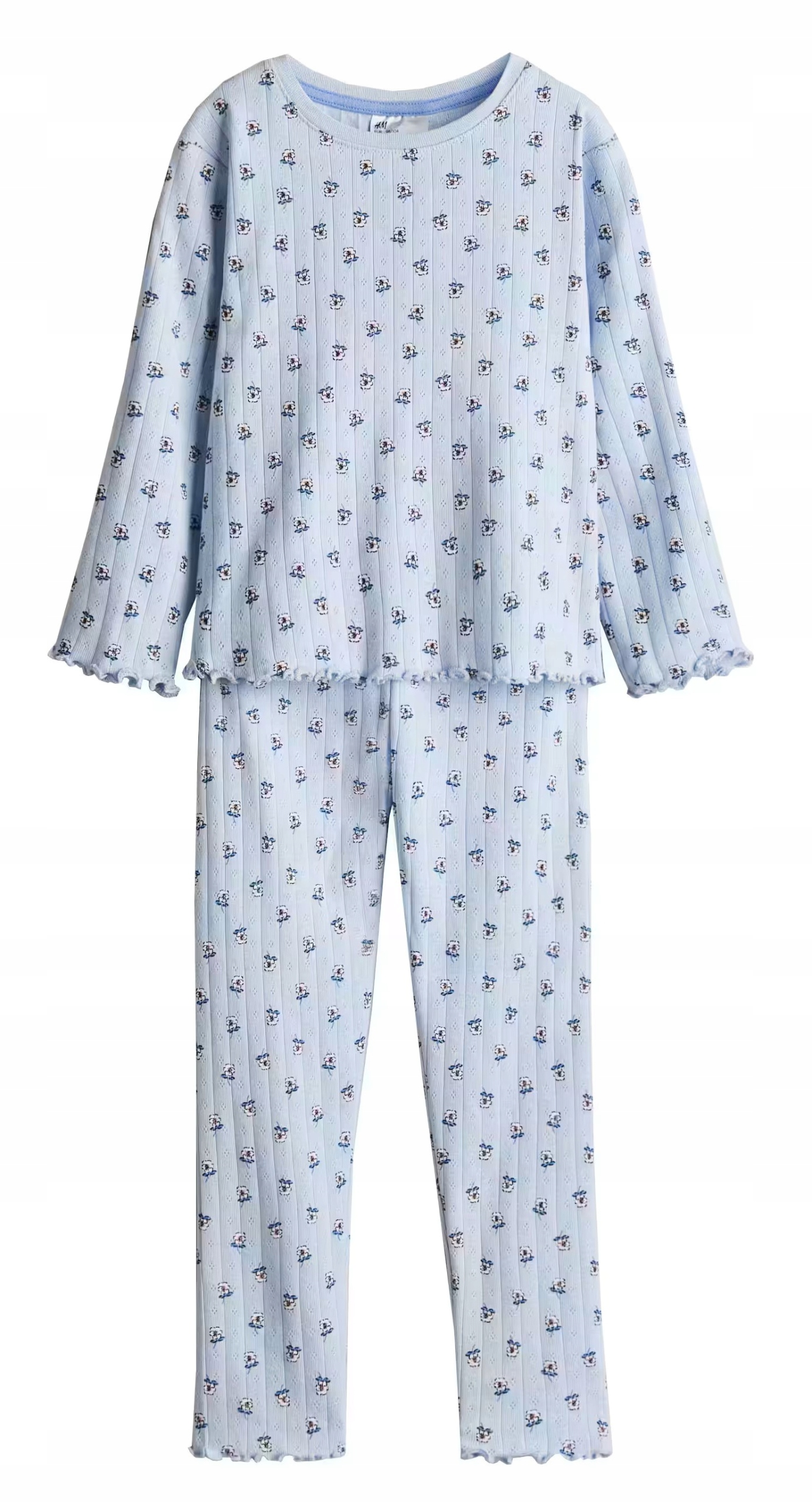 hm-pizamy-993lau-1.jpg H&M NOWA PIŻAMA DZIEWCZYNKA KWIATUSZKI NIEBIESKA 110/116 - obrazek 1