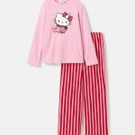Piżama damska polarowa Hello Kitty w paski Tylko w Pepco