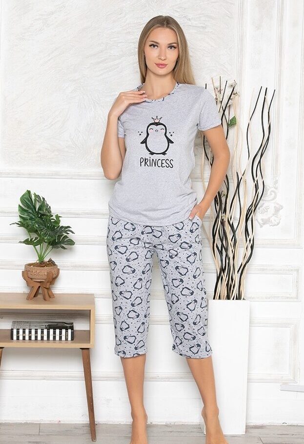 pizama-damska-bawelna-269cno.jpg Morella Bawełna Piżama Damska Krótki Rękaw kod;8004 Rozmiary; M L XL XXL - obrazek 1