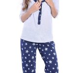 3 w 1 piżama ciążowa i do karmienia 4054/M52 szary/granat