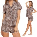 Piżama damska dwuczęściowa krótka ROZPINANA elegancka wzór panterka brąz XL Moraj | Moda Sklep EMPIK.COM