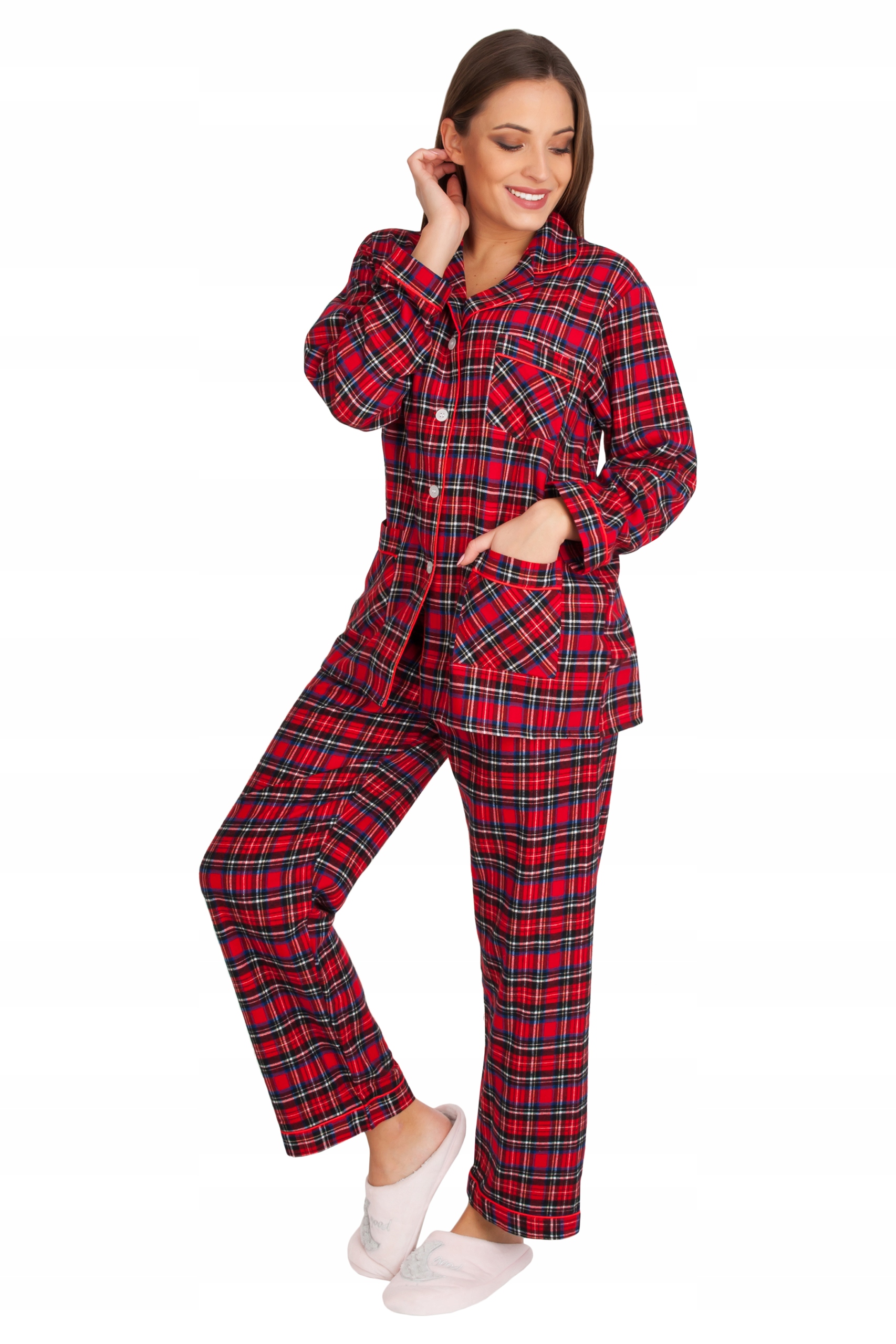 pizama-flanelowa-damska-390ibs.jpg Piżama damska Flanelowa Kratka Czerwona - obrazek 1