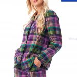 KEY piżama damska LNS 409 FLANELOWA rozpinana # 2XL 44 HURTOWNIA rajstop i bielizny FALKORIA