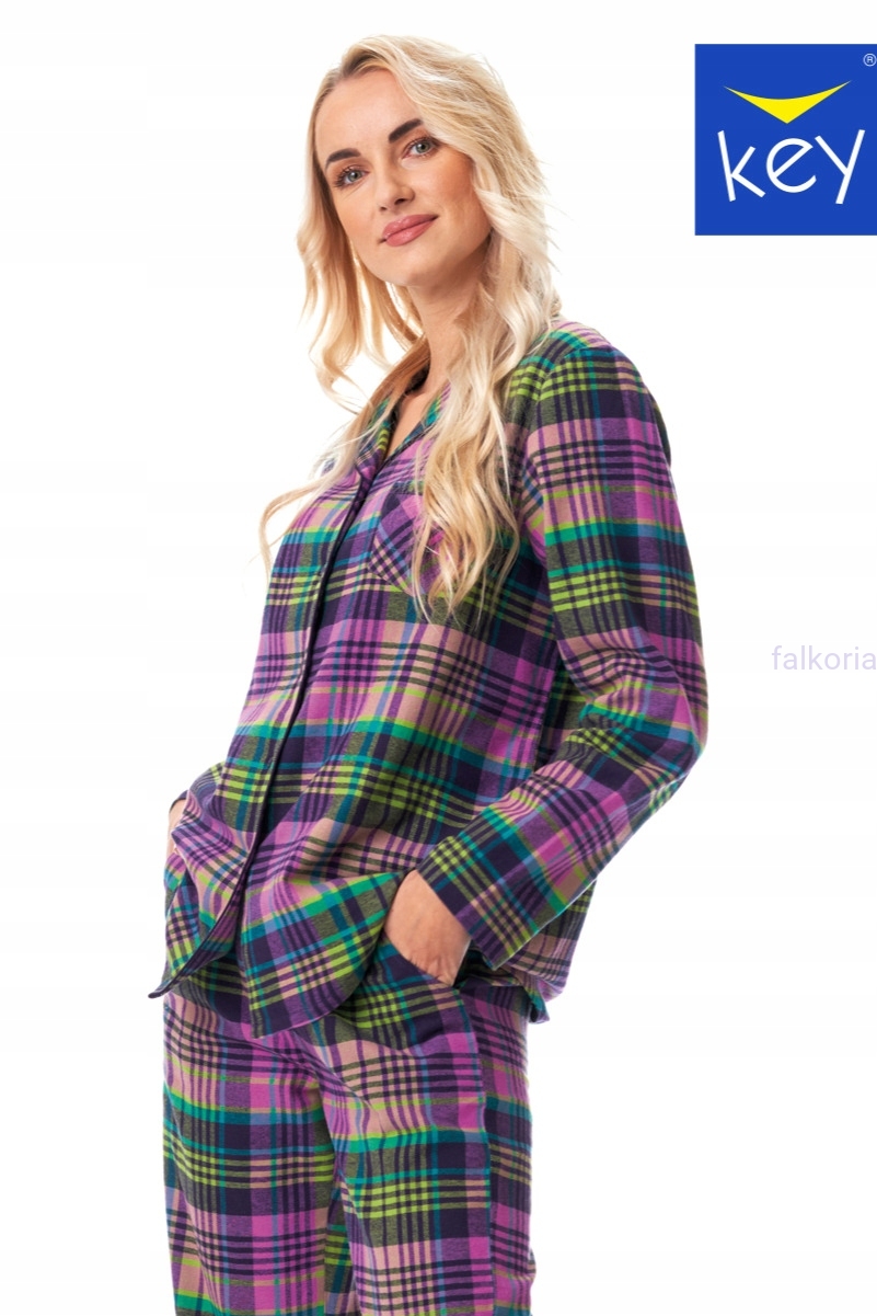 pizama-flanelowa-damska-590wdv.jpg KEY piżama damska LNS 409 FLANELOWA rozpinana # 2XL 44 HURTOWNIA rajstop i bielizny FALKORIA - obrazek 1