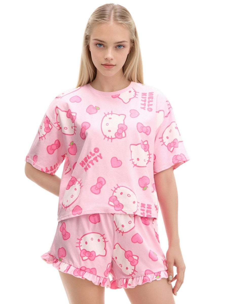 pizama-hello-kitty-542jrs.jpg Różowa dwuczęściowa piżama Hello Kitty CROPP 545FZ 30X - obrazek 1