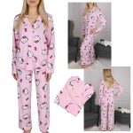 Hello Kitty Damska, różowa piżama z długim rękawem, szerokie nogawki, zapinana na guziki XL