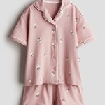 Piżama z wzorzystego dżerseju Jasnoróżowy/Kwiaty Dziecko | H&M PL