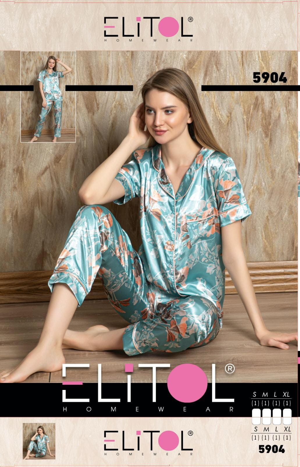pizama-satynowa-282xit.jpg PIŻAMA DAMSKA SATYNOWA KRÓTKI RĘKAW DŁUGIE SPODNIE S XL 5904 Belbest hurt - obrazek 1