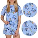 Stitch Disney Niebieska piżama na krótki rękaw, letnia, bawełniana piżama damska L Disney | Moda Sklep EMPIK.COM