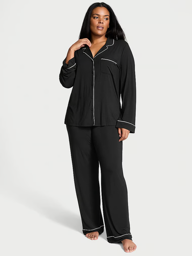 pizama-vs-119dun.png Victoria's Secret Długa piżama z modalu Black Victoria's Secret PL - obrazek 1