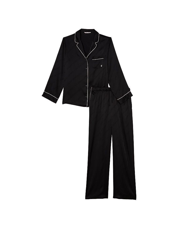 pizama-vs-185vvi-1.jpg Victoria's Secret Satynowa piżama z długim rękawem Black Victoria's Secret PL - obrazek 1