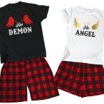 Piżamy dla par zestaw dla dwojga Her demon His Angel