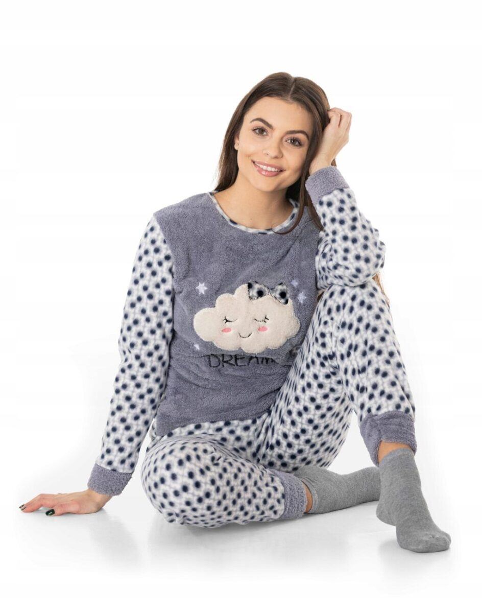 pizamy-damskie-498hlk.jpg Ciepła Gruba Piżama Damska Polar na Zimę 4593 XXL - obrazek 1