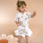 Piżama ażurkowa dla dzieci miś z kokardką