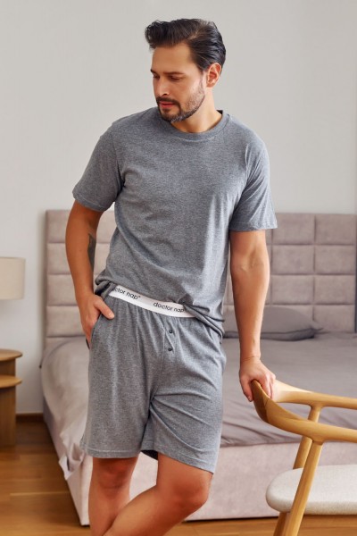 pizamy-meskie-668xkp.jpg Męska szara piżama z gumą Doctor Nap - obrazek 1