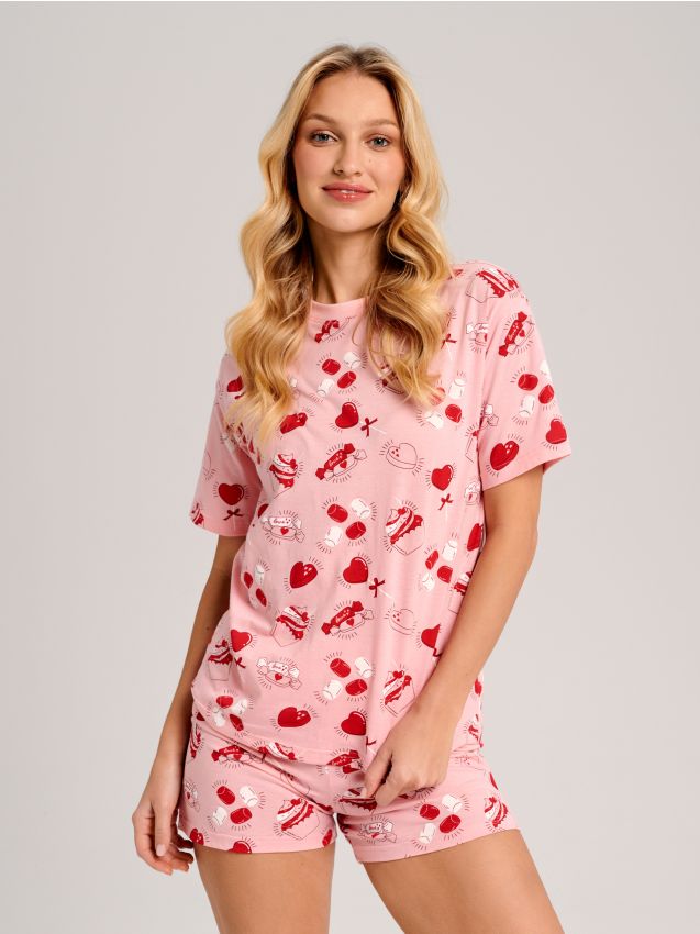 sinsay-pizama-damska-572ear.jpg Cotton pyjama set Color pink SINSAY 6696K 30X - obrazek 1